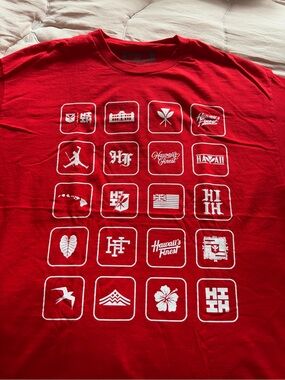 Hawaii's Finest Red Short Sleeve Logo Grid Tee